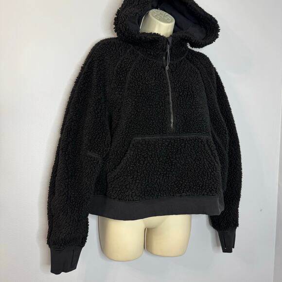 Lululemon Scuba Oversized Sherpa 1/2 Zip Black Fleece Sweatshirt Sz M/L - Picture 5 of 13
